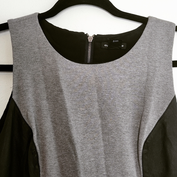 Club Monaco grey and black mixed fabric sleeveless fit and flare dress - Picture 2 of 10